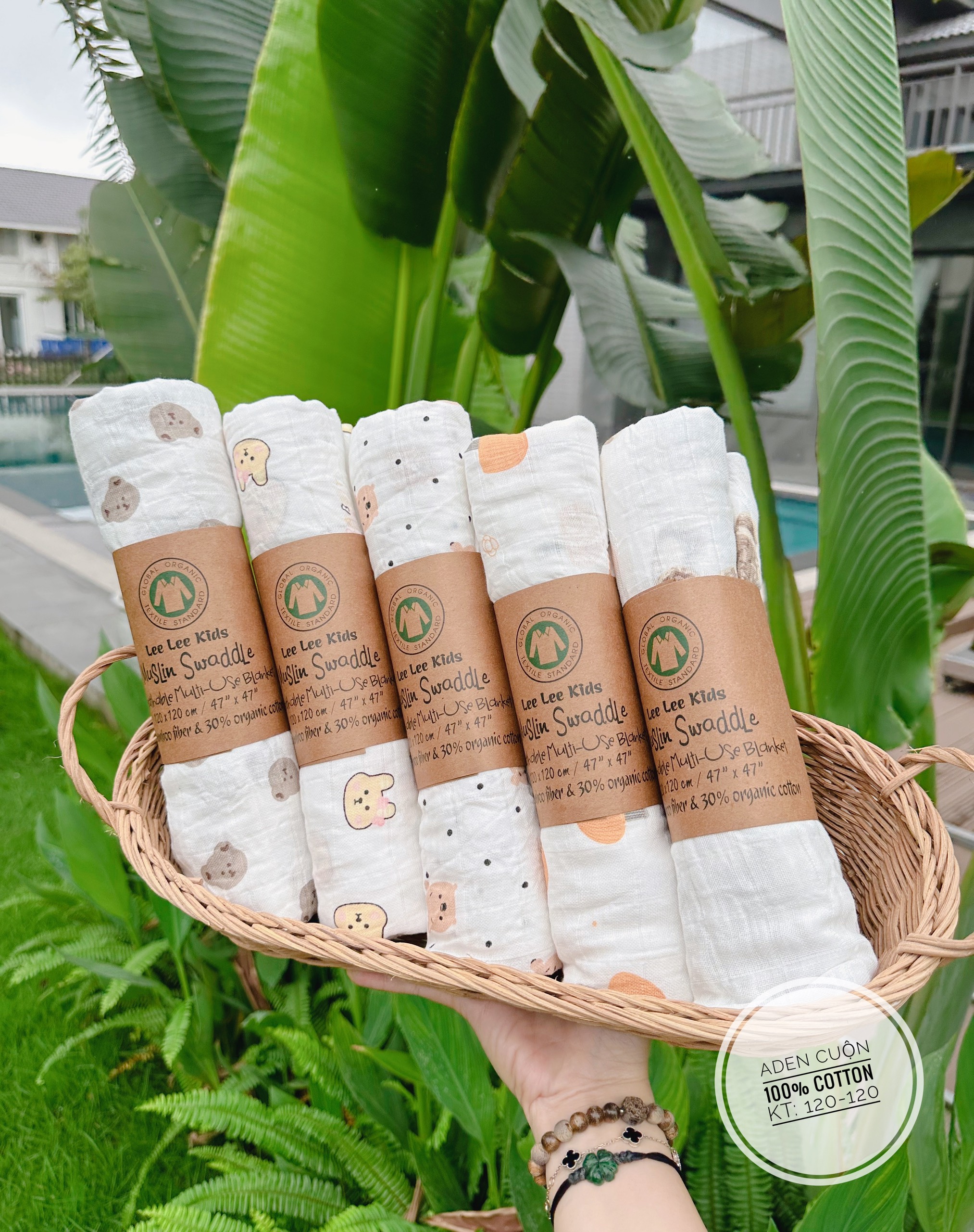 khăn xô tắm Muslin Swaddle Organic cotton