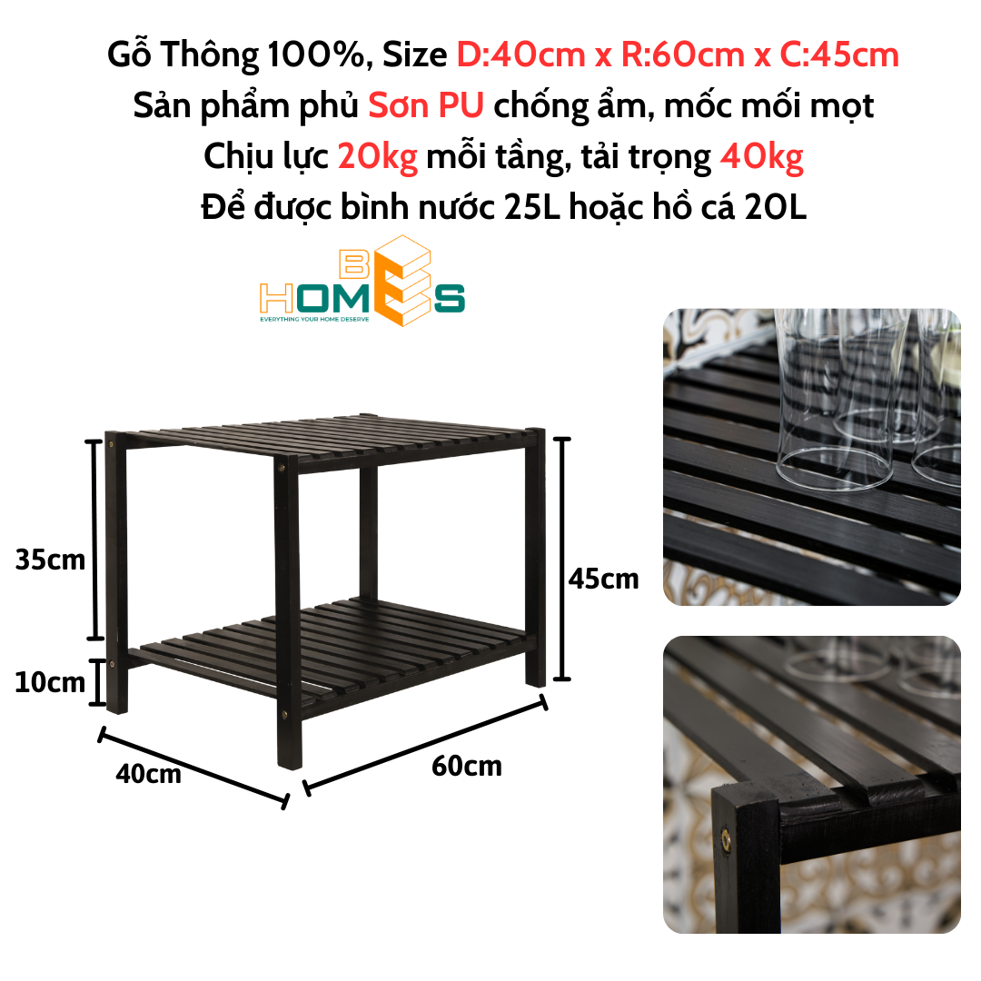 Kệ lò vi sóng gỗ Behomes 4 tầng