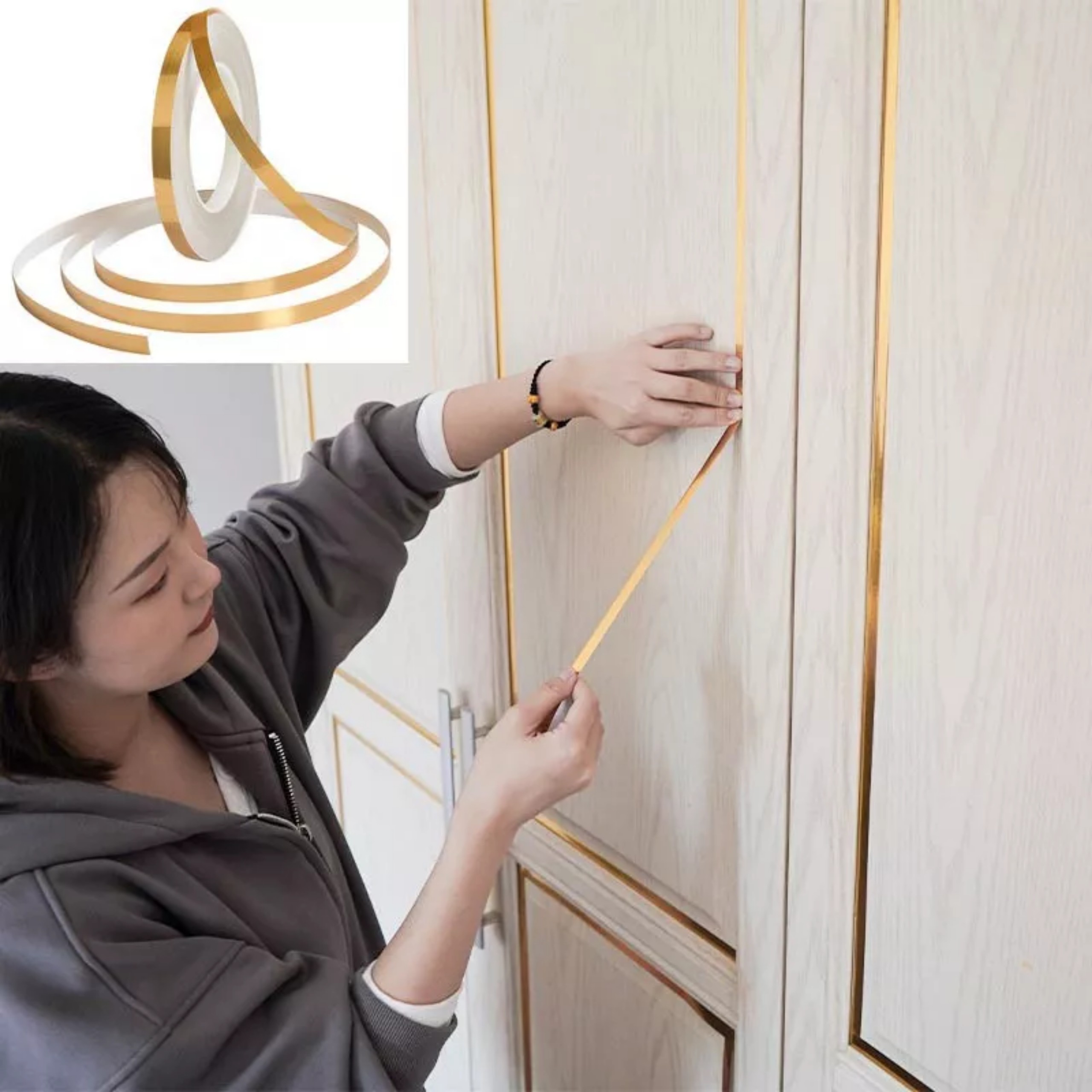 Cuộn băng dán chỉ viền gạch men, tấm ốp PVC