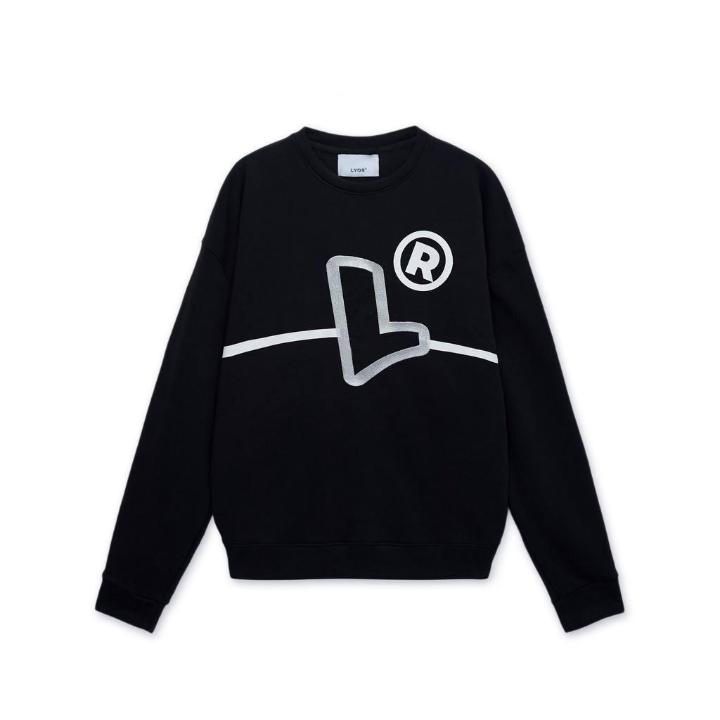 Áo Nỉ LYOS Big L Logo Sweater Đen/ Kem