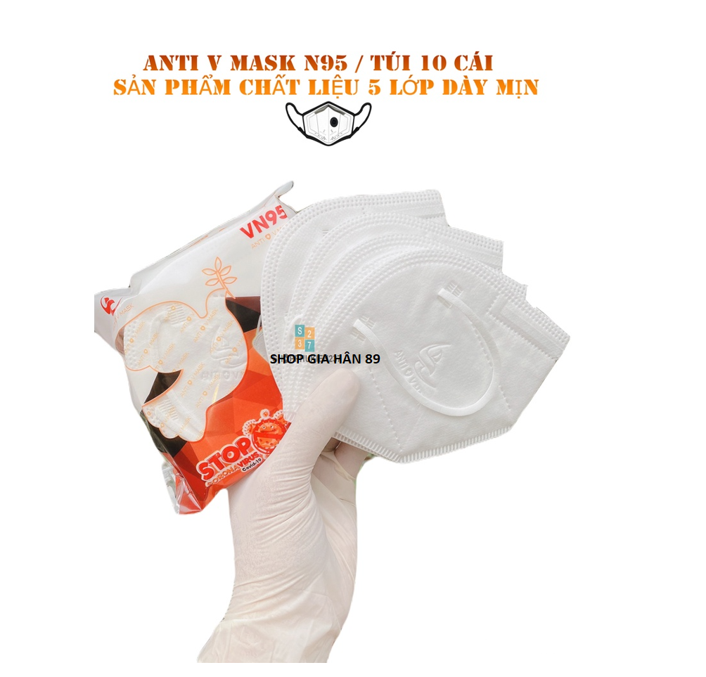 Khẩu Trang 5 Lớp N95 Anti V Mask Túi Zip 10 Cái Màu Trắng Xám Công Ty YNHH TM DV HOÀNG HOA ĐÀ