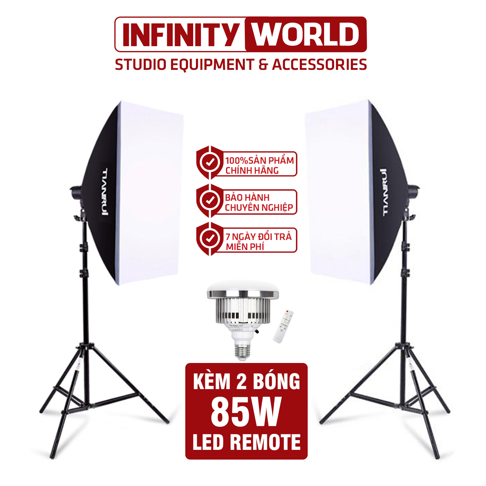Set 2 đèn chụp sản phẩm TIANRUI Kèm 2 đèn led siêu sáng 85W Remote