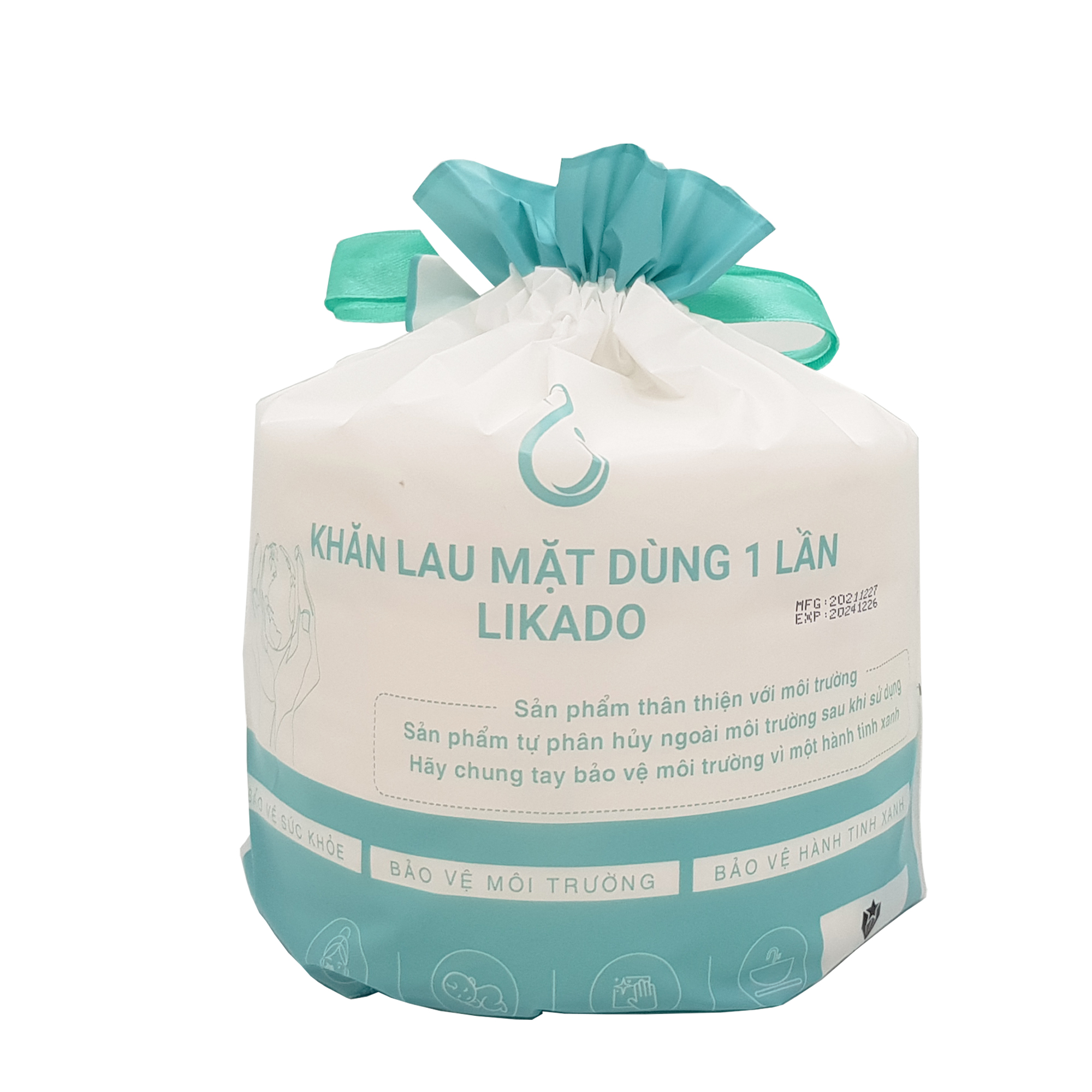 Khăn lau mặt dùng 1 lần likado kích thước (20x20cm) (1 cuộn)(50 tờ)