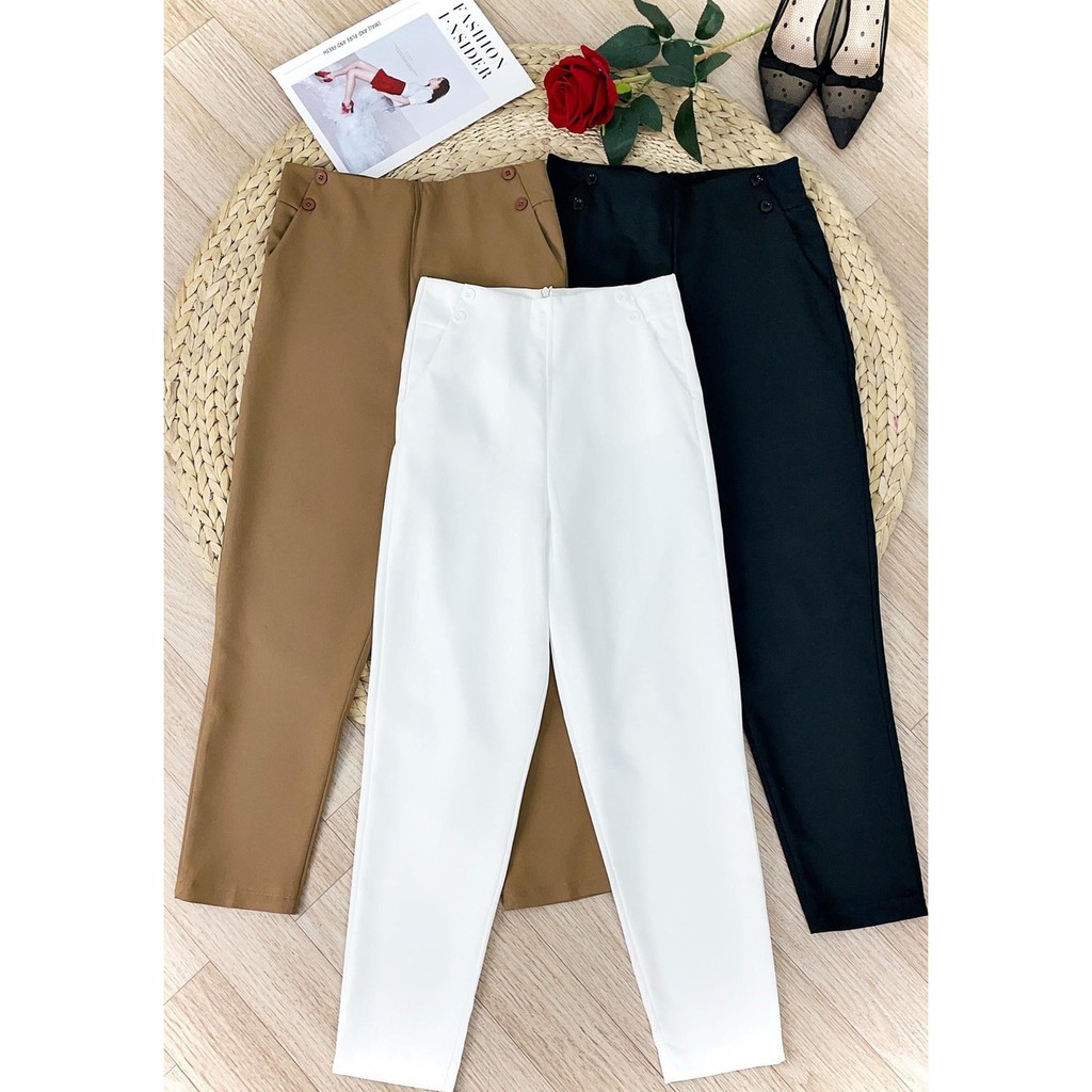 Quần baggy lưng cao cạp liền khoá sau lưng