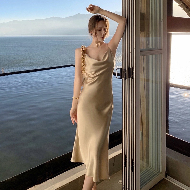 ĐẦM LỤA 2 DÂY SEXY DỰ TIỆC