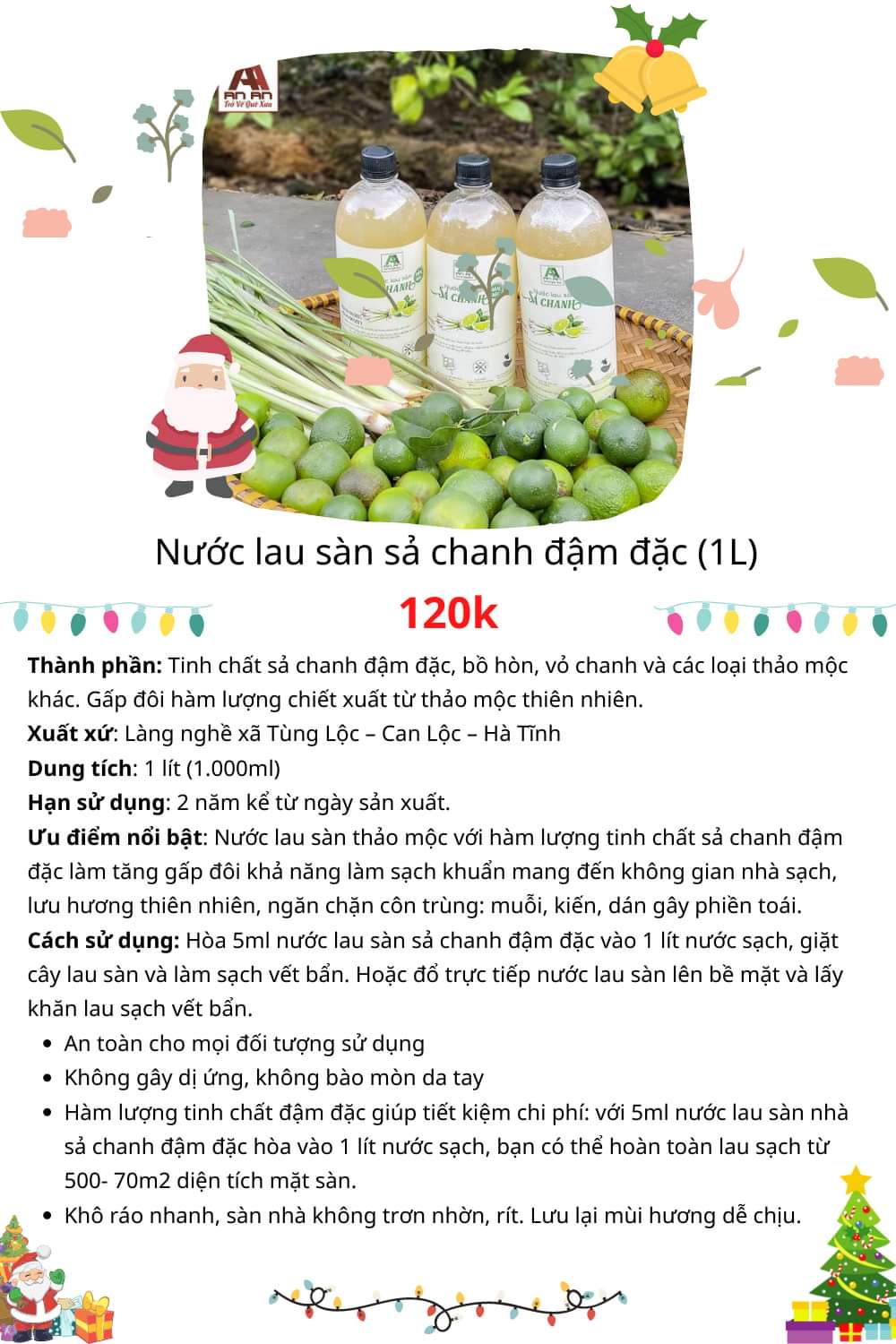 Nước lau sàn sả chanh (1L)
