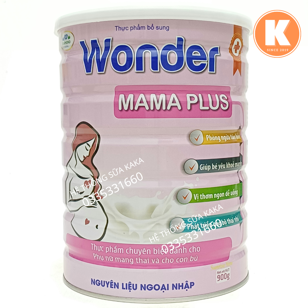 Sữa bầu Wonder Mama dành cho phụ nữ có thai và cho con bú lon 900g KAKA