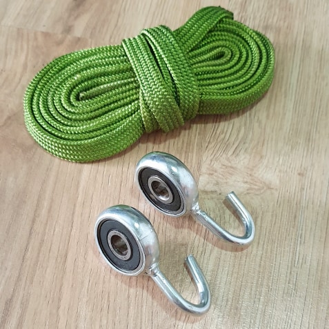 Bộ Móc Mắc Võng Bạc Đạn Vòng Kèm 4,5m Dây Dù Bản Dẹp 1.5cm