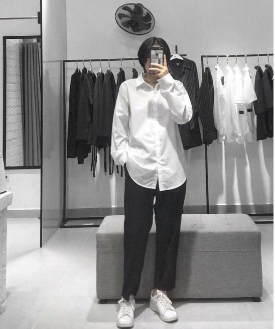 Áo sơ mi trắng trơn basic oversize nam nữ học sinh