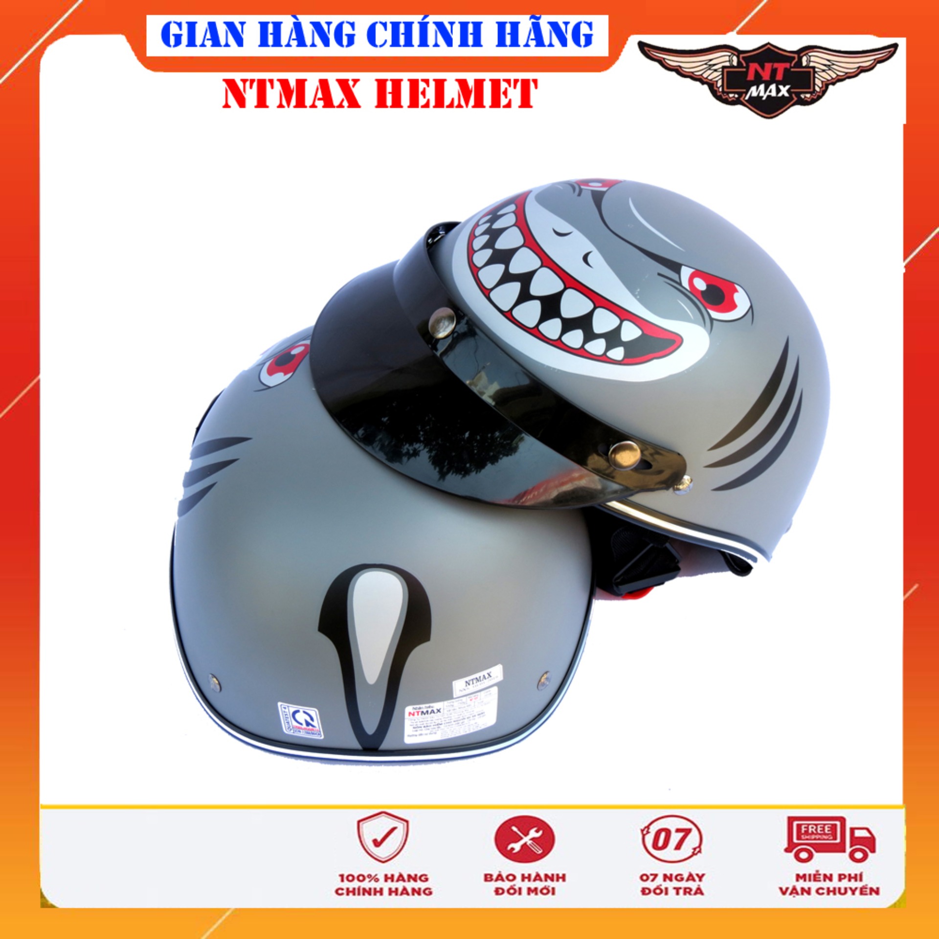 Mũ bảo hiểm NTMAX 1/2 cá mập siêu cute