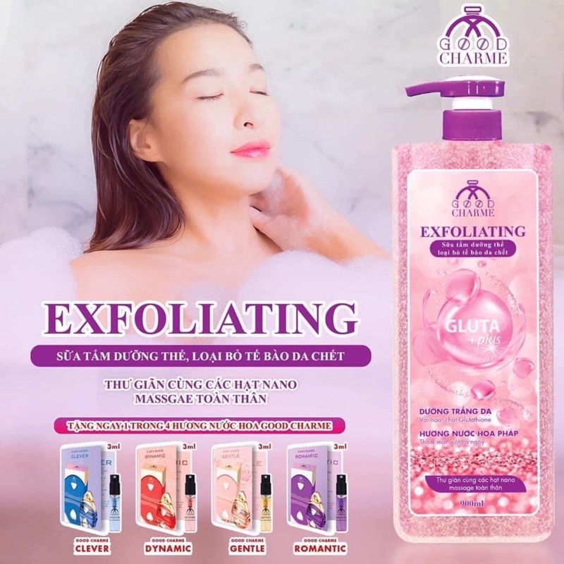 SỮA TẮM NỮ GOODCHARMEE EXFOLATING 900ML [TẶNG NƯỚC HOA 3ML]