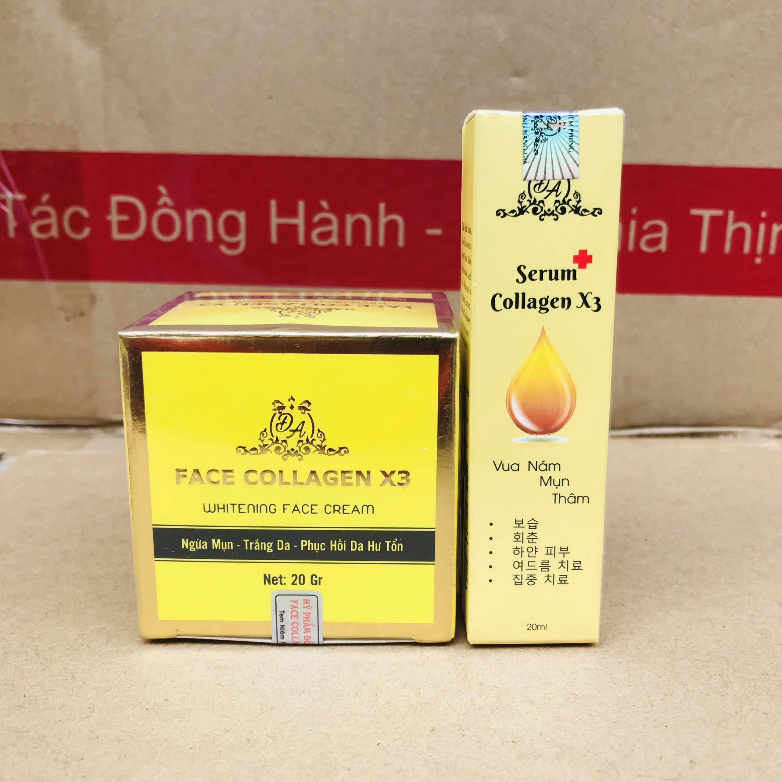 Combo kem face collagen x3 - serum nám x3 collagen đông anh - mẫu mới 2022 - chính hãng