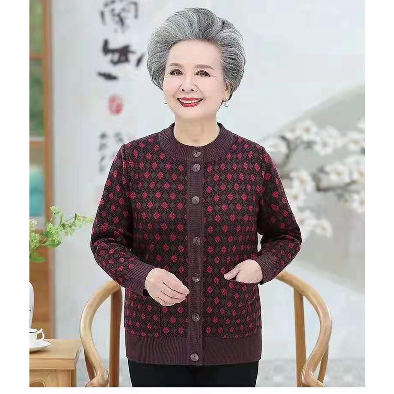 Áo len cho người già áo khoác len nữ trung niên tặng bà tặng mẹ