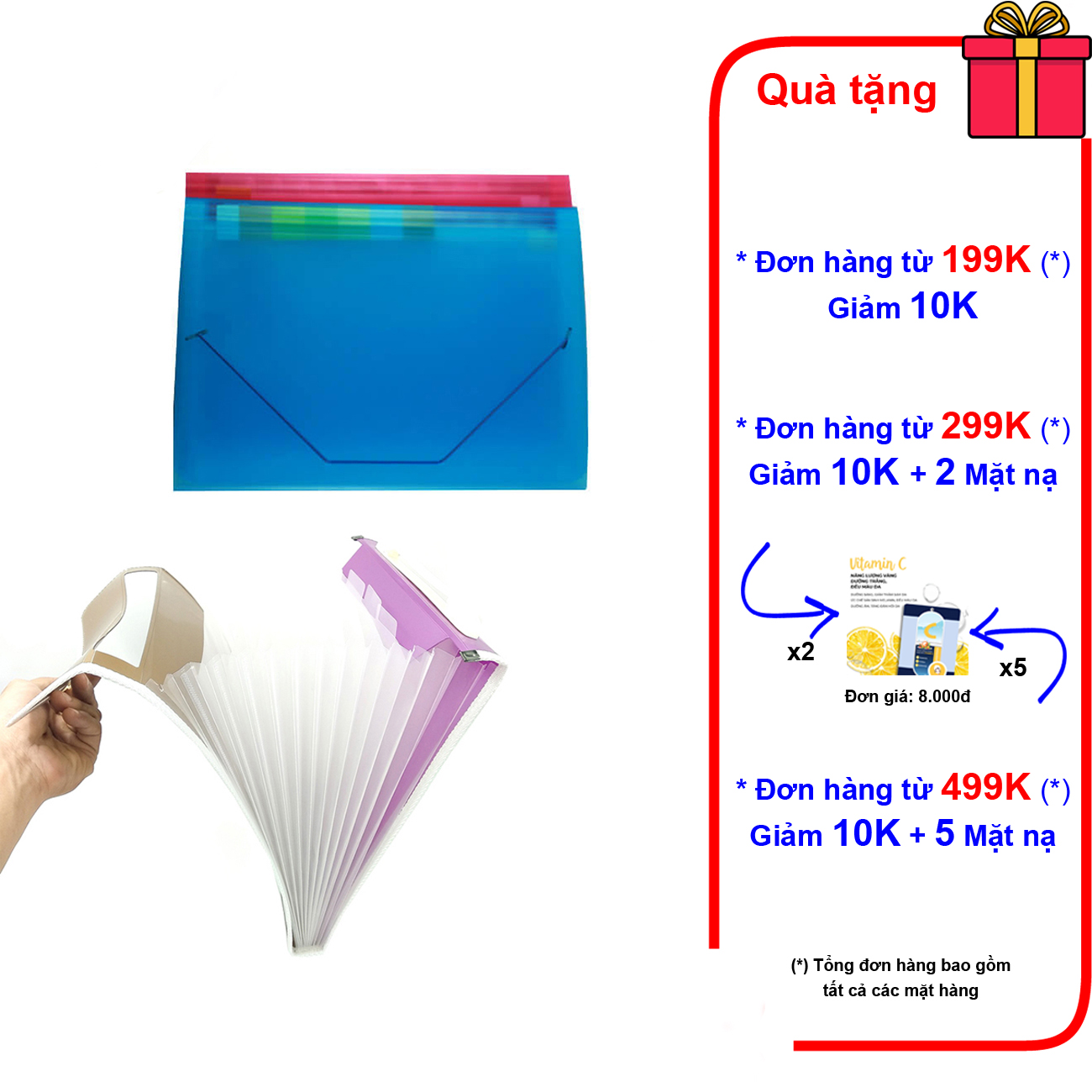 Bìa nhựa 12 ngăn A4 quai thun