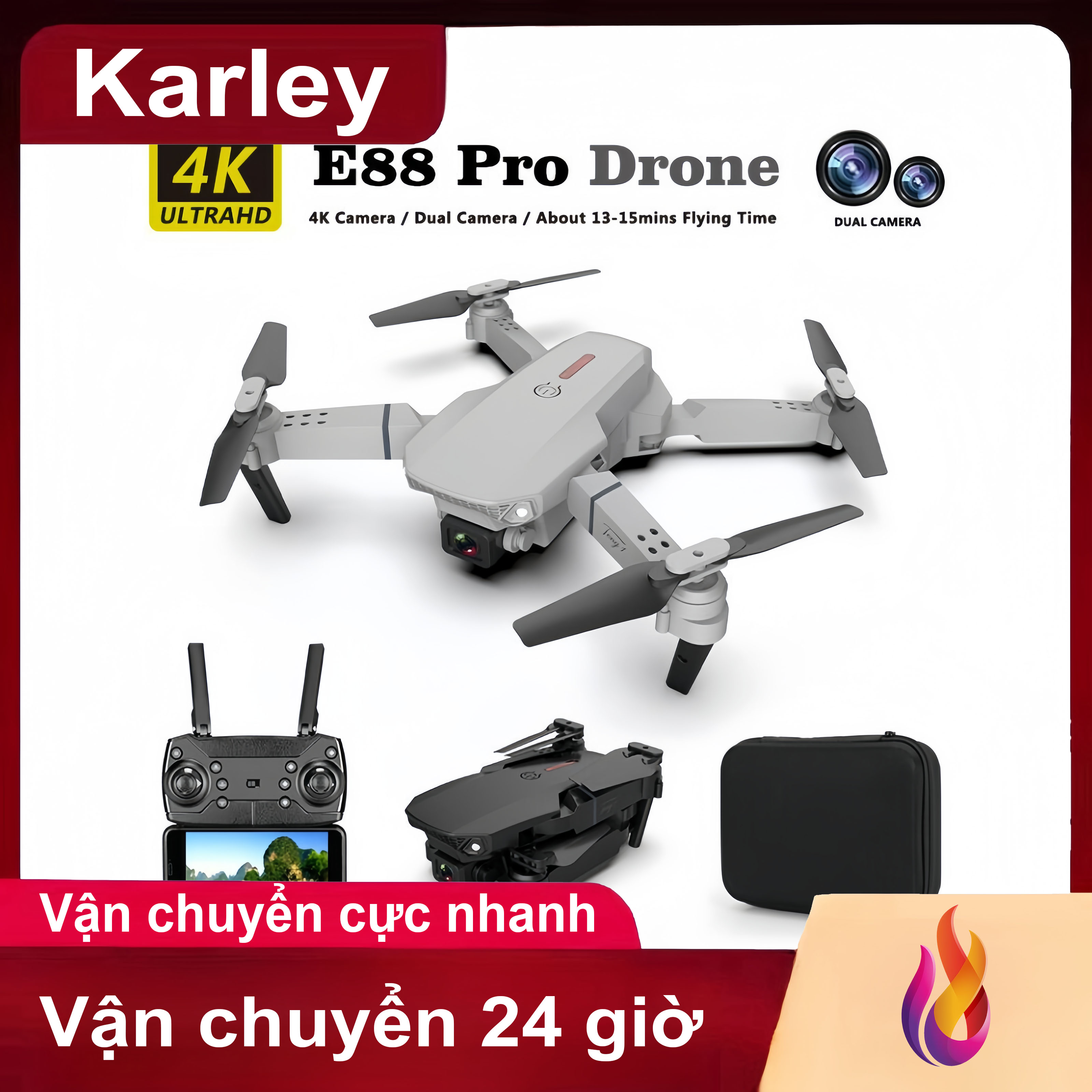 E88pro Flycam Drone Quadcopter 4k HD, Camera kép