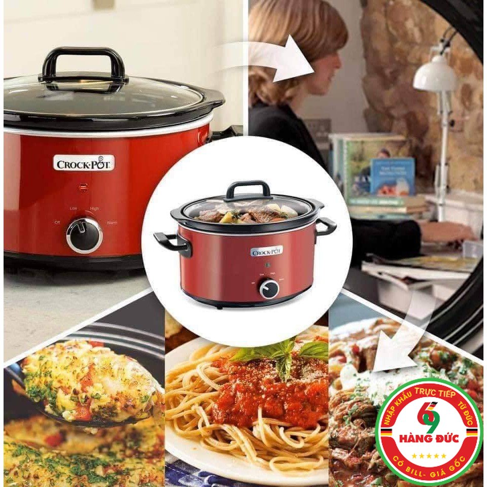 Nồi nấu chậm crock pot đỏ 3.5l - hangduc69