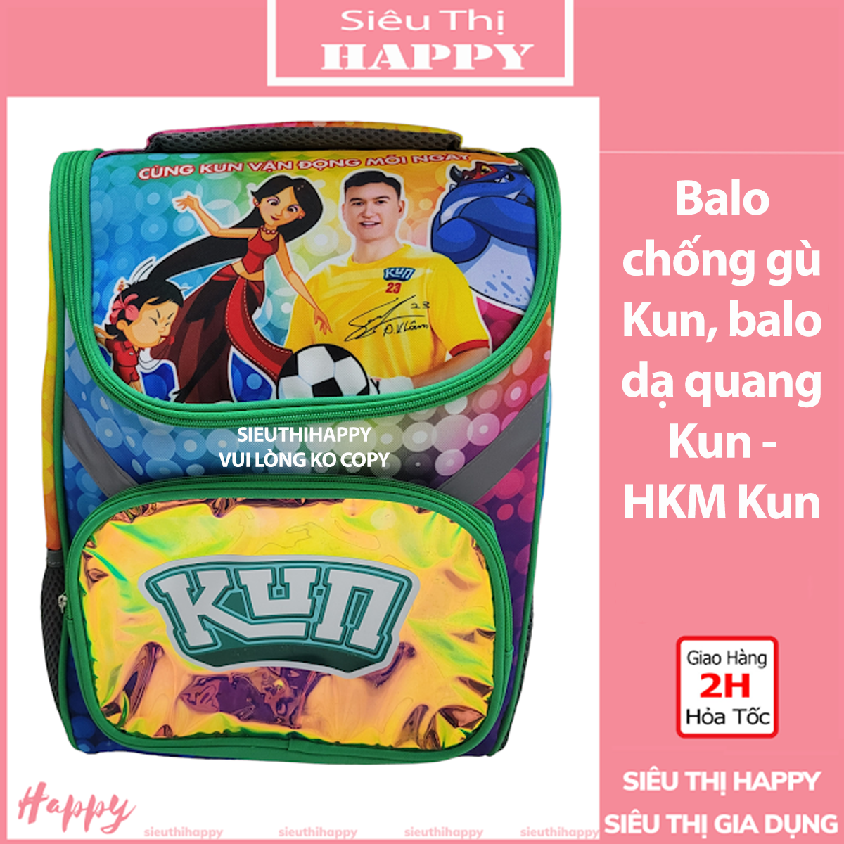 Balo chống gù Kun, balo dạ quang Kun - HKM Kun.