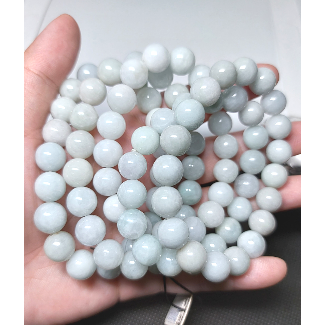 Vòng tay phong thủy chuỗi cẩm thạch bạch ngọc 10 li hợp tất cả mệnh | hoa minh gem