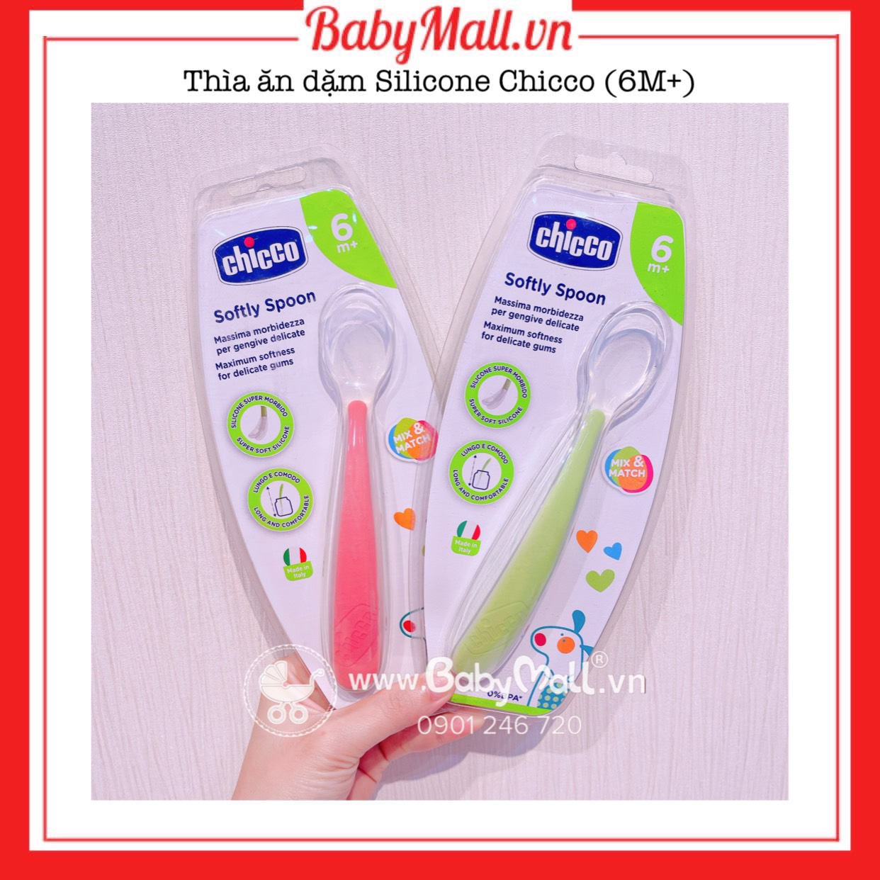 Thìa ăn dặm silicone Chicco (6M+) Babymall.vn