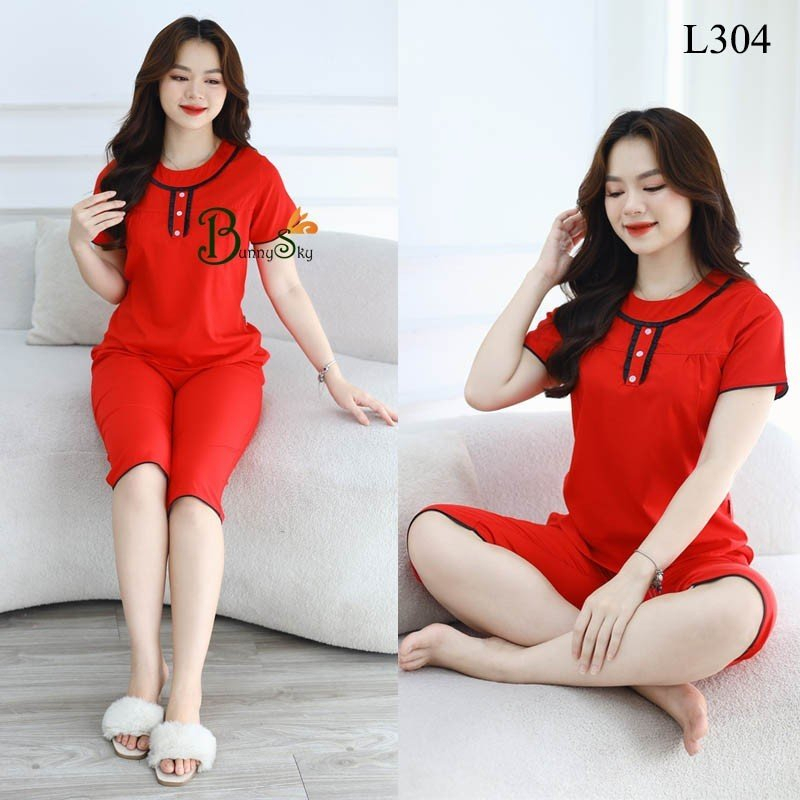 Đồ bộ nữ mặc nhà mẫu quần áo thiết kế kiểu lửng chất liệu lụa mềm mát