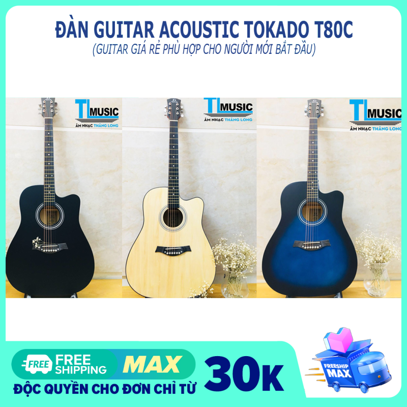 [Guitar giá rẻ] Đàn ghita Acoustic Tokado T80C - Acoustic guitar Tokado T-80C ( Kèm Bao đựng và pick gảy )