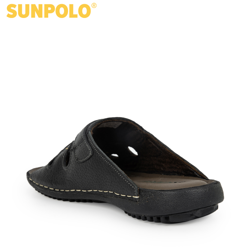 Dép nam da bò SunPoLo DQN018 (Đen, Nâu)