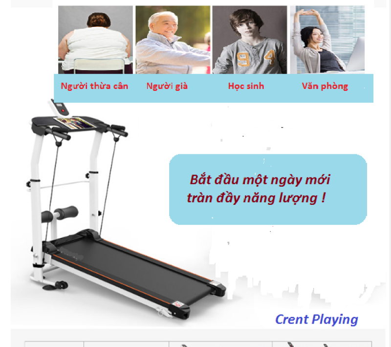 Máy chạy bộ cơ Crent đa năng 2020