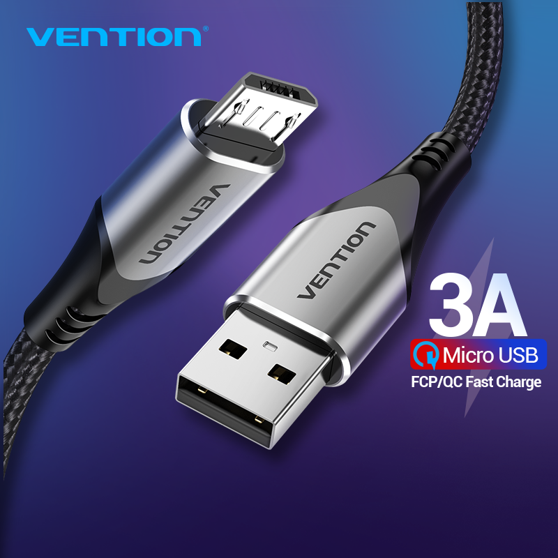 Vention dây sạc nhanh Micro USB 3A Nylon Fast Charge USB Data Cable for Samsung Xiaomi Oppo LG Tablet Android Mobile Phone cáp sạc nhanh Micro USB