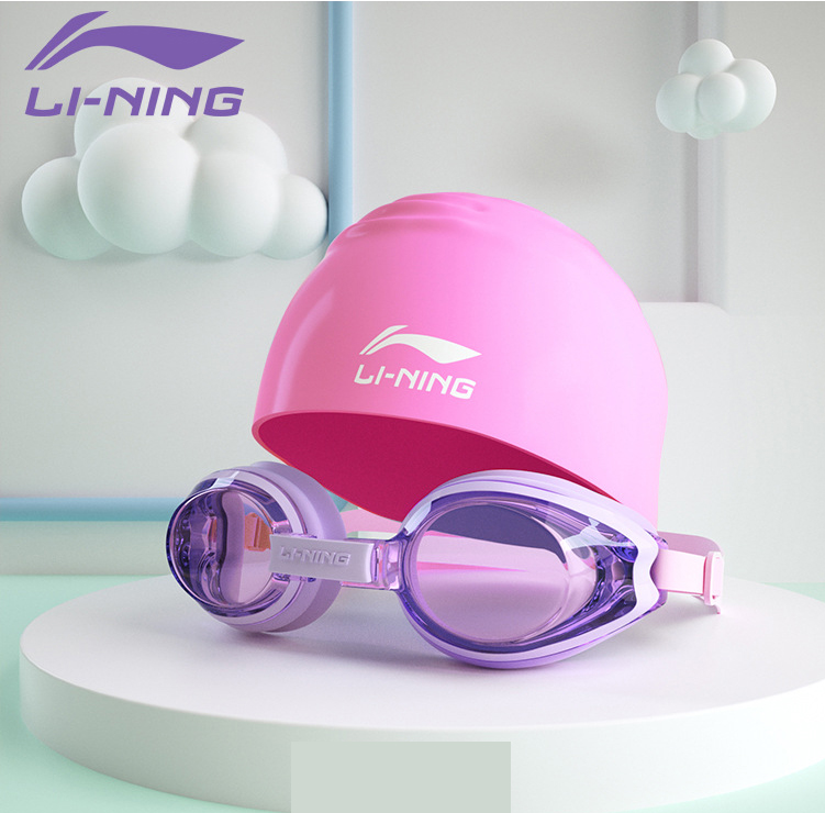 Combo kính bơi kèm mũ bơi trẻ em li-ning chống nước