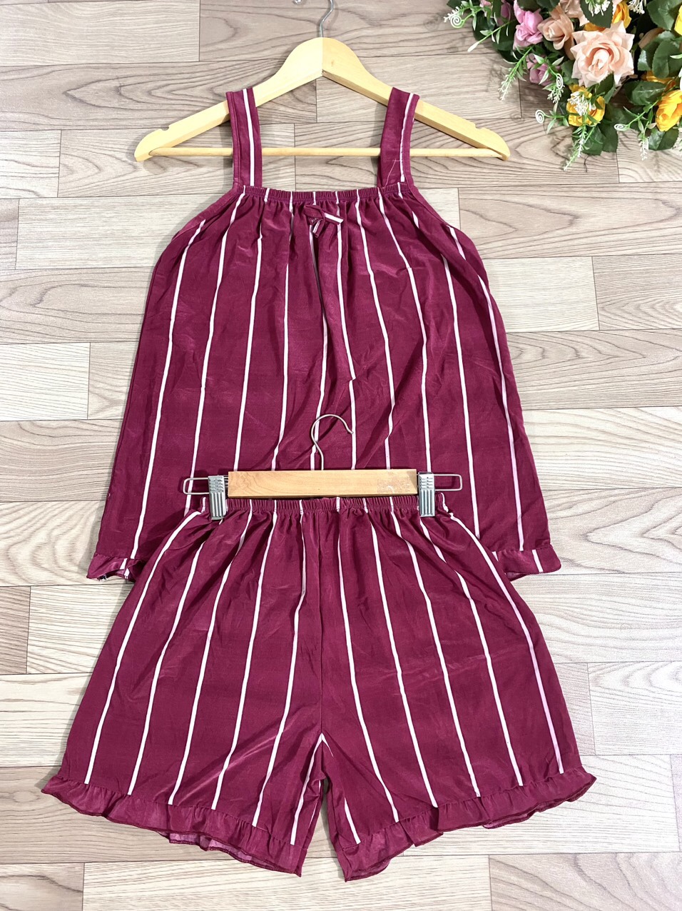 [2 SIZE 45-60KG TÙY CHIỀU CAO] SET BỘ NGỦ THUN LẠNH ĐÙI KẺ THỜI TRANG