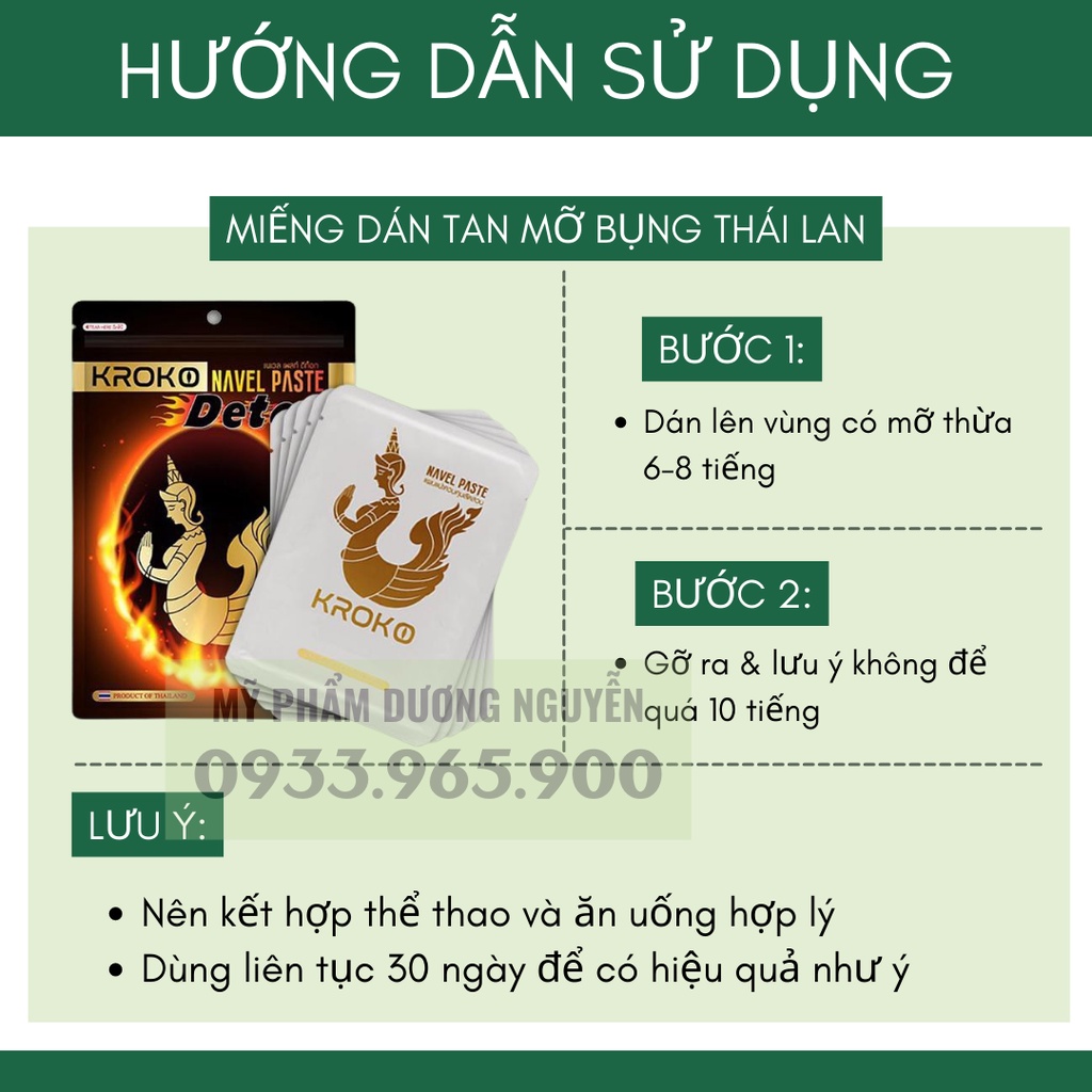 Miếng Dán Tan Mỡ Bụng Kroko Detox Thái Lan Navel Paste