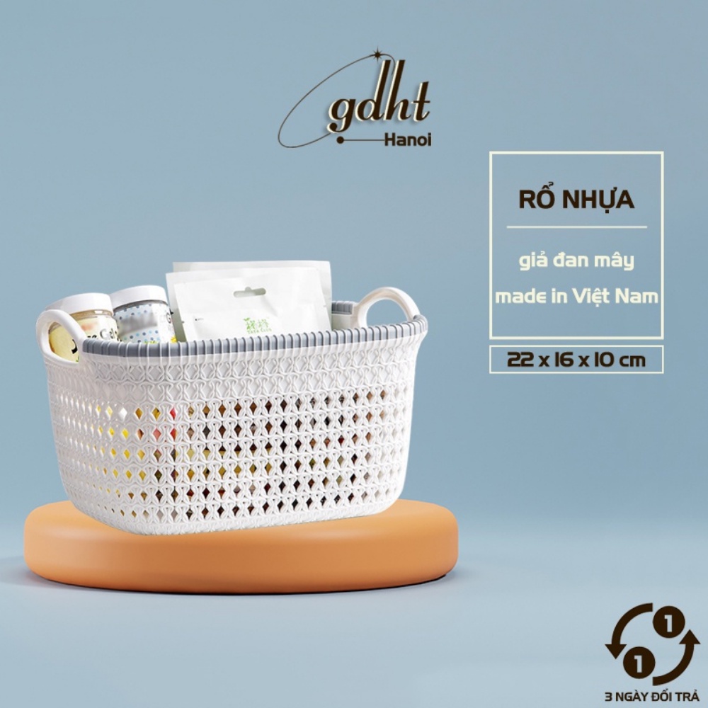 Giỏ đựng đồ đan hoa, giỏ đồ nhựa Việt Nhật 3377