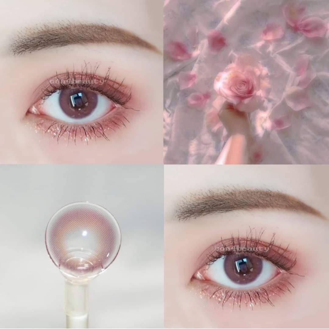 COMBO CONTACT LENS KOREA PINK COLOR 1 YEAR + CONTACT LENS' CASE (3)