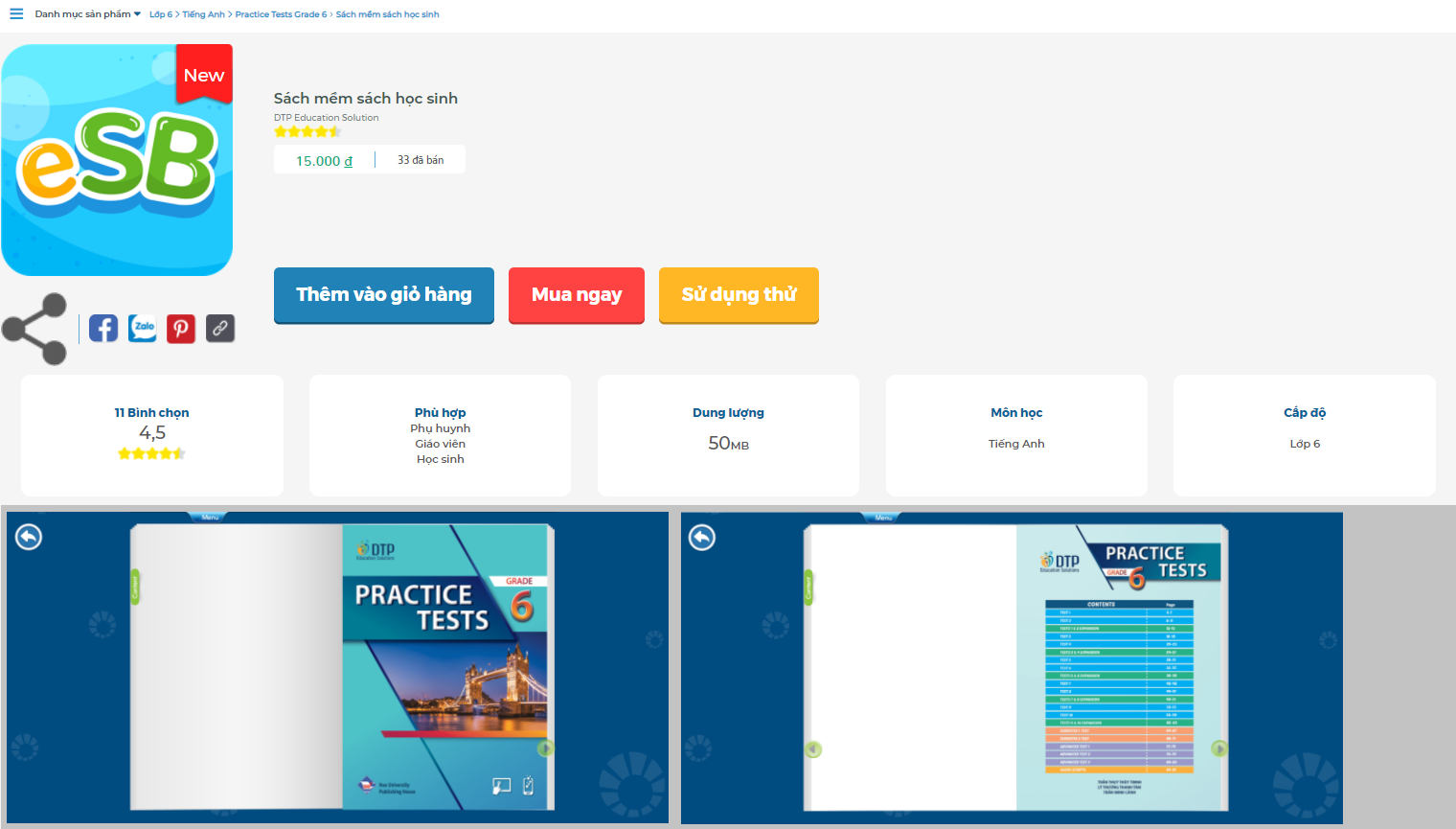 [E-BOOK] Practice Tests Grade 6 Sách mềm sách học sinh