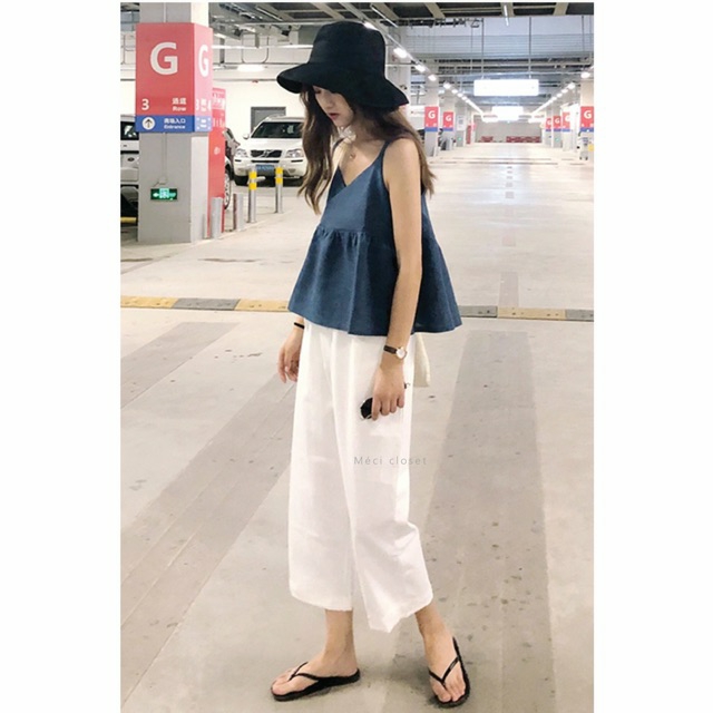 Quần culottes lửng khóa thật