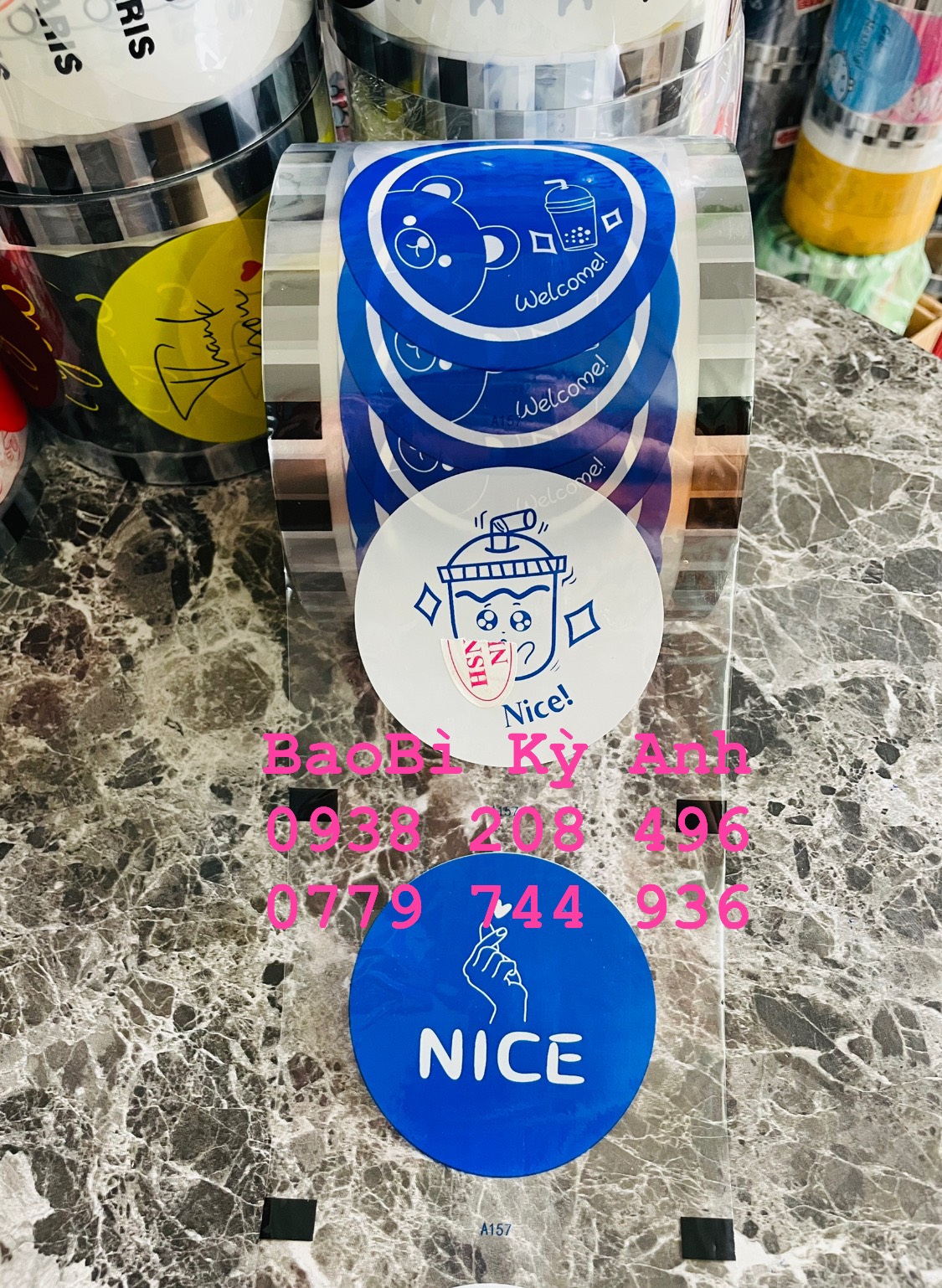 Cuộn màng ép ly nhựa, keo dán miệng ly mẫu mới
