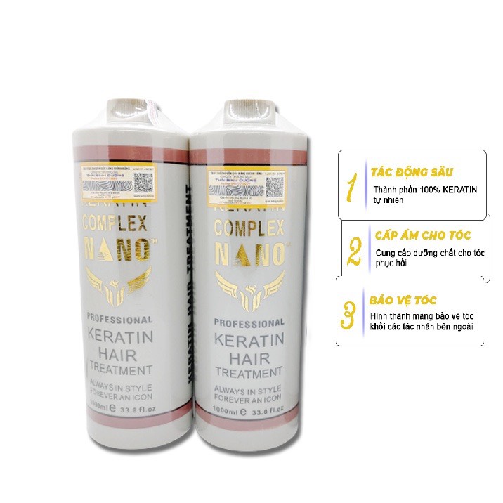 Hấp Tóc Keratin Nano Complex ( Hấp Nano Xám) - Chuyên Phục Hồi Tóc Nát, Cháy 1000ML