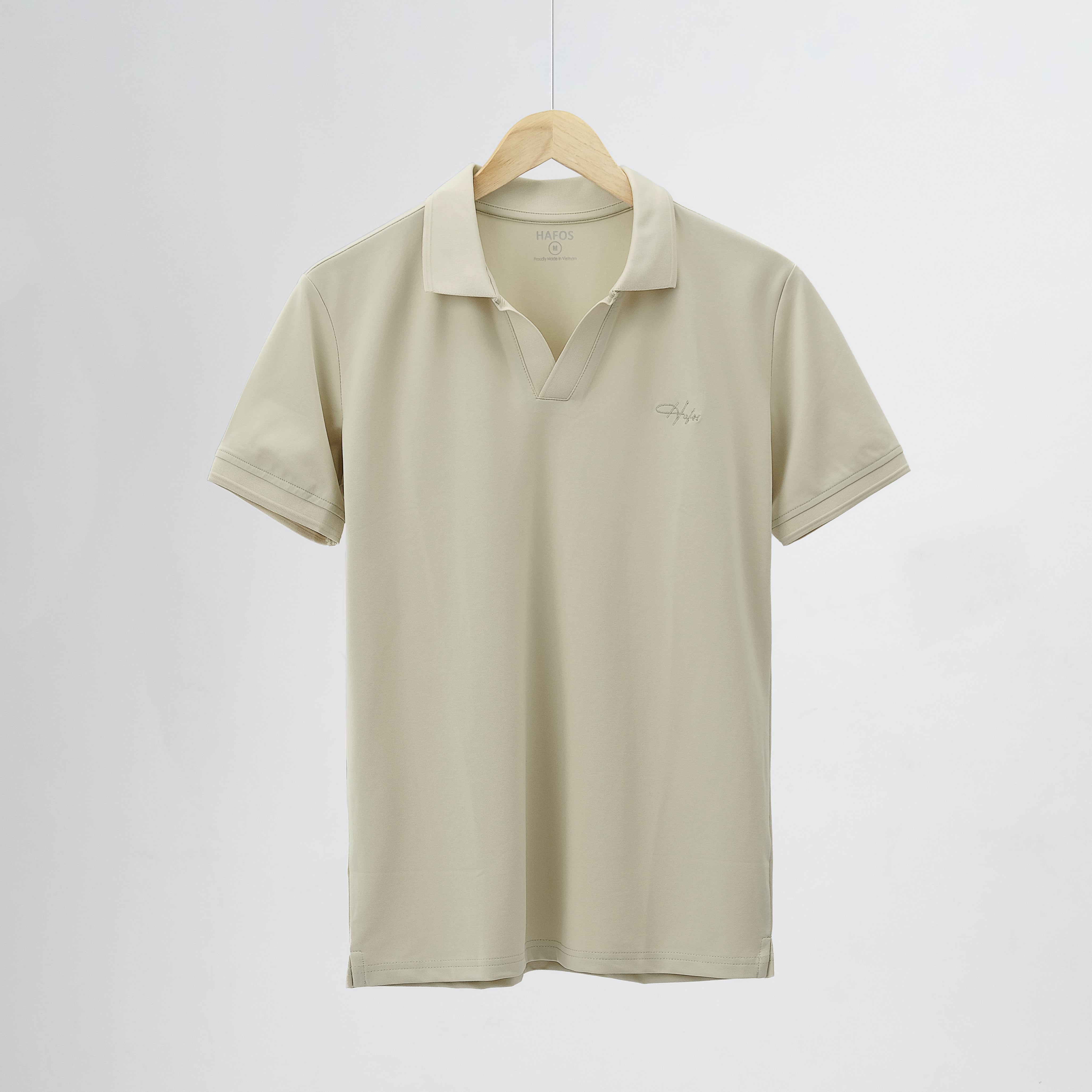 Áo polo nam HAFOS Cổ V Basic, vải Cotton cao cấp