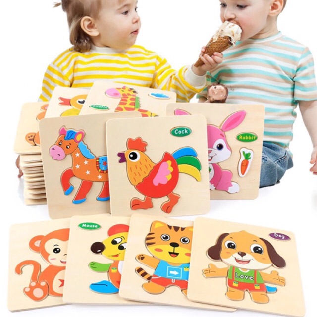 Combo 6 3D paintings smart 3D blocks wooden puzzle creative puzzle toy variable theme building blocks for kids model selection, stimulate the development of memory, visual comparison skills