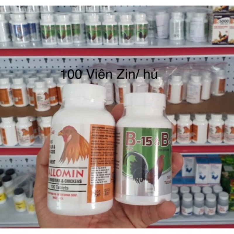 Combo 50 viên vitamin Gallomin và 60 viên B15&B12 cho gà đá
