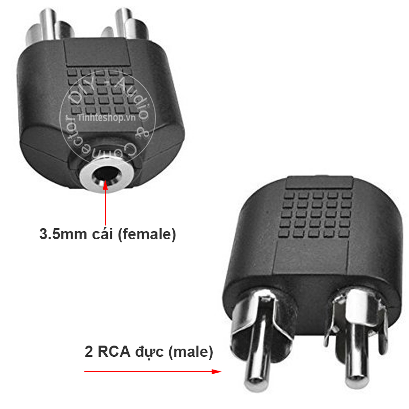 Đầu chuyển audio 3.5mm cái sang AV/RCA đực - Giắc chuyển 2 AV đực ra 3.5mm cái - 1 chiếc