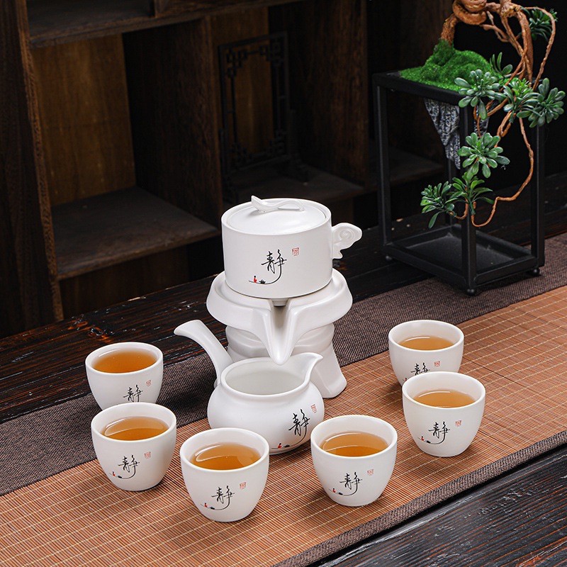 [HÀNG CAO CẤP] Bộ Ấm Pha Trà Cối Xay Cao Cấp Lòng Chén Trắng (Bao gồm 1 ấm trà, 6 chén, 1 bộ cối xay pha trà)
