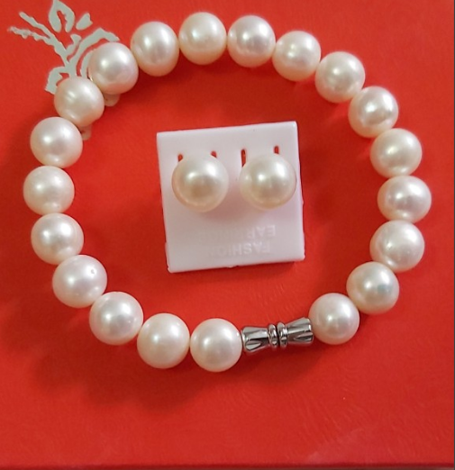 [HCM]Vòng tay Ngọc Trai nuôi nứơc ngọt 9 ly có Kiểm định( TẶNG KÈM ĐÔI BÔNG NGỌC TRAI BẠC BẠC THẬT CHUI VẶN )