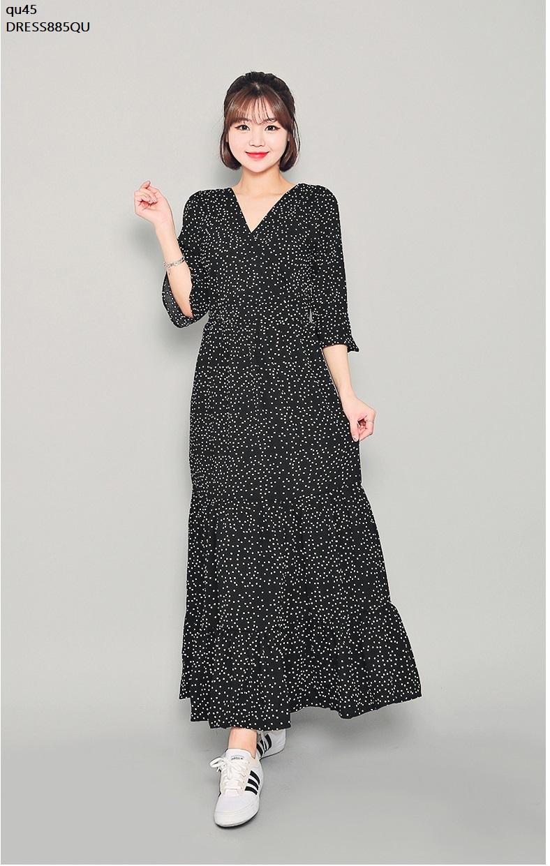 DRESS885QU ĐẦM MAXI CHẤM BI THIẾT KẾ