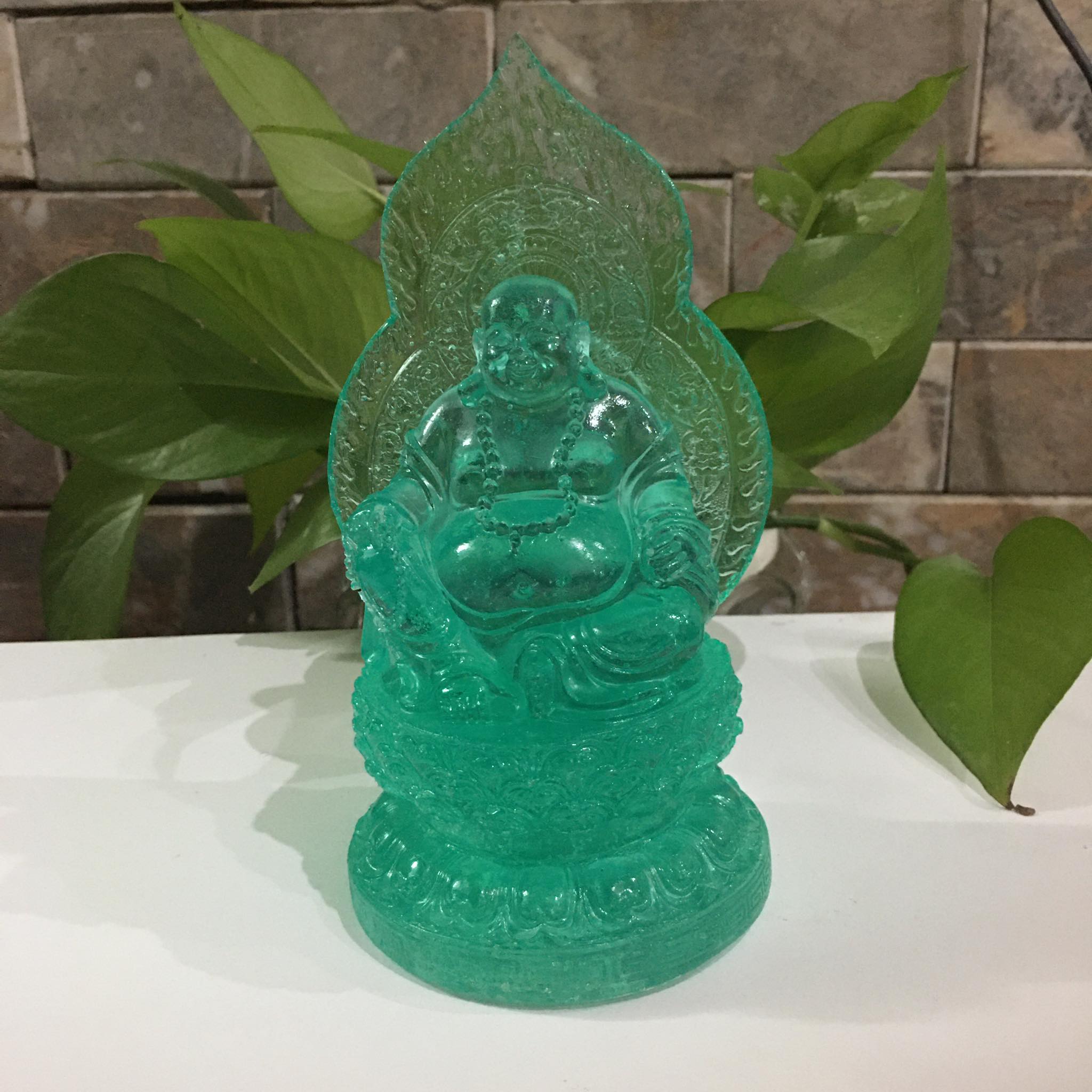 Phật di lặc màu xanh lá cao 17 cm