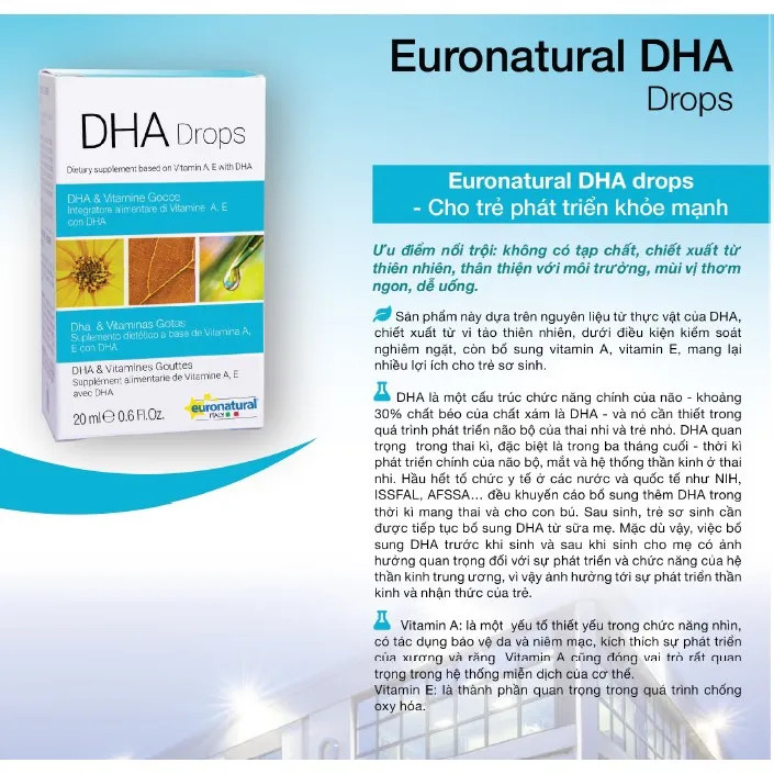 DHA Drops Euronatural Dạng Nhỏ Giọt 20ml