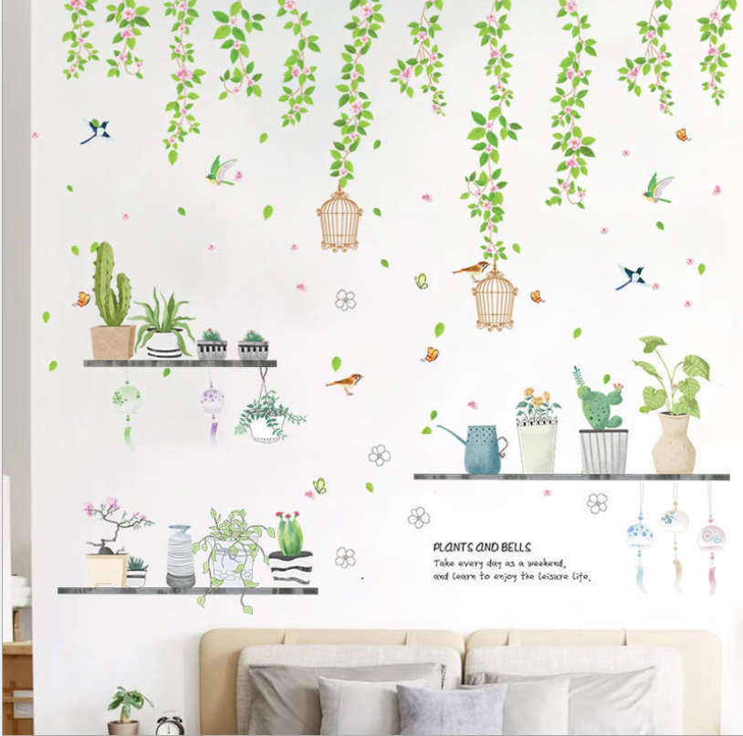 Decal dán tường COMBO HOA LÁ  - Decal siêu rẻ - có sẵn keo dán
