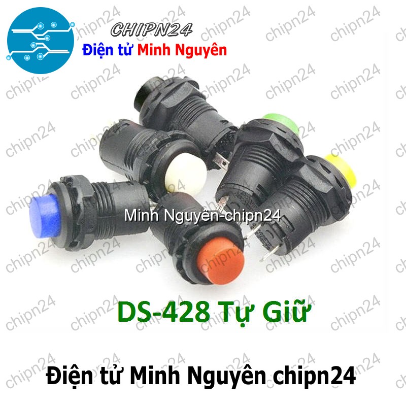 [2 cái] (F82) Nút nhấn Tự Giữ DS-428 (Đường kính 12MM 1.5A 250V Đỏ/Vàng/Xanh Lá/ Xanh Dương/Trắng/Đen) - [Chọn Loại] - HHH.00132