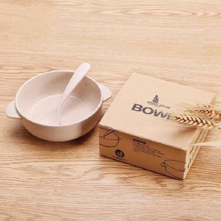 Bát ăn dặm lúa mạch an toàn cho bé, bát lúa mạch kèm thìa