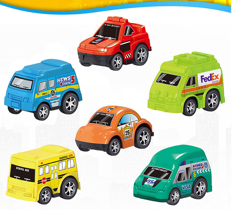 Bộ xe ô tô đồ chơi mini cho bé có dây cót chạy,nhỏ nhắn xinh xắn gồm 6 xe ô tô đô thị